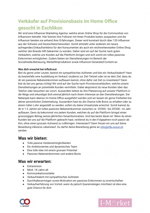 Verkäufer auf Provisionsbasis